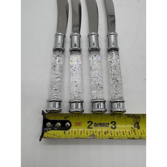 Cambridge Set of 4 Glitter Handle Butter Spreaders Cheese Knives Silver - Picture 3 of 4